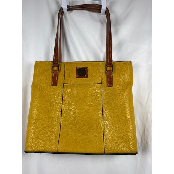 Dooney & Bourke Pebbled Leather Tote Mustard Yellow Brown  display picture 1
